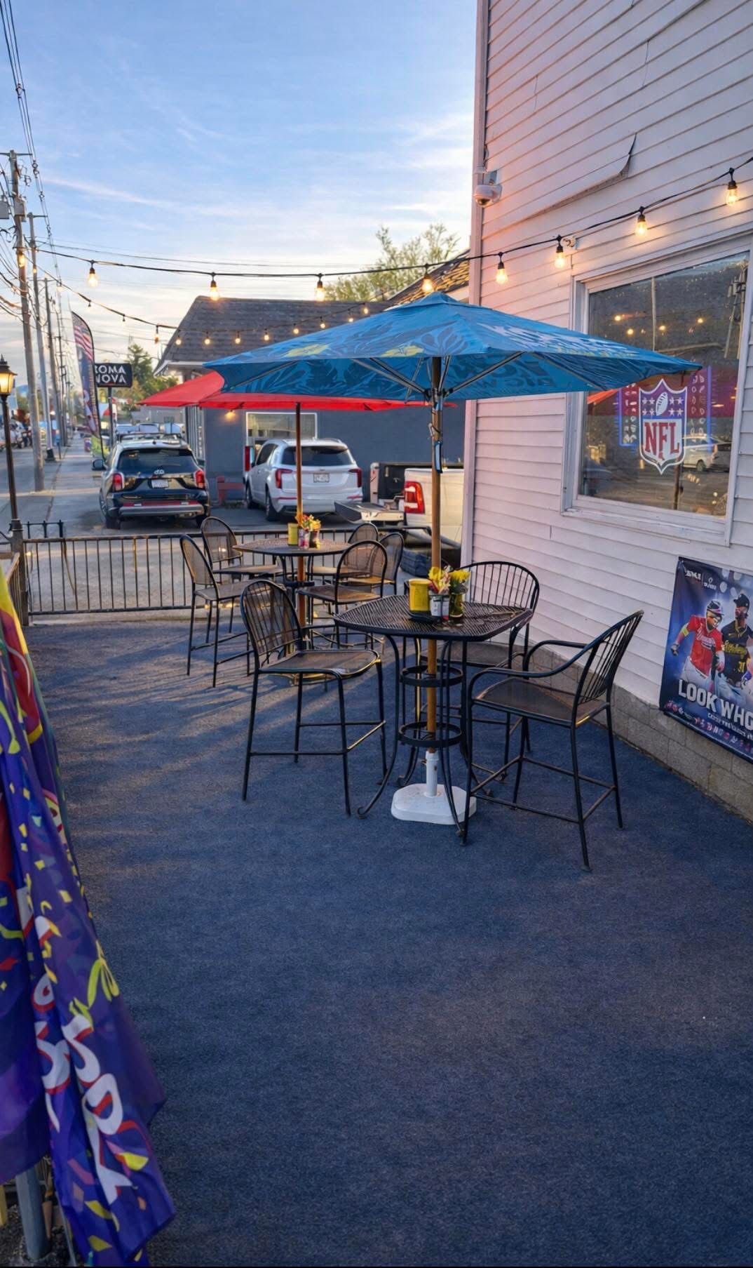 The patio in the evening